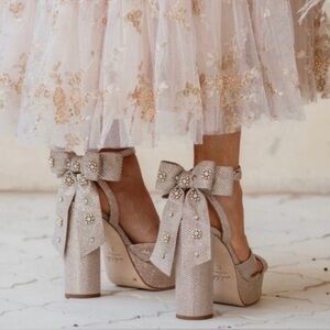 Nicola Bathie Elegant Silver Bow Heels